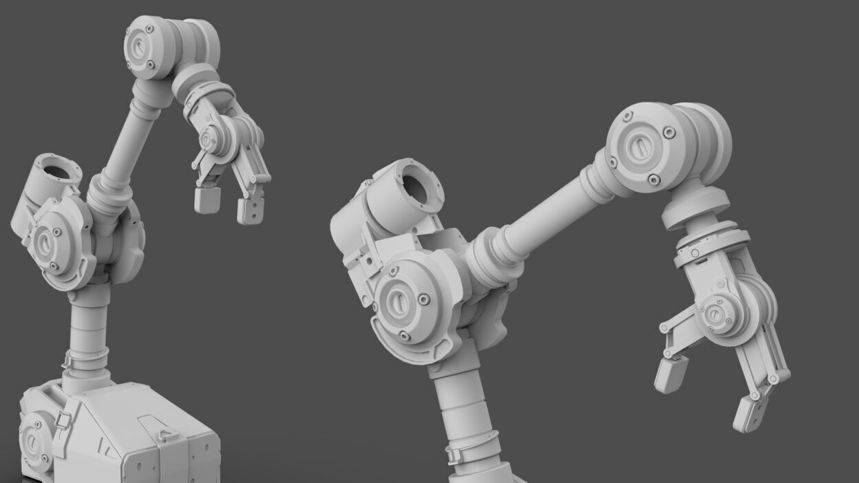 Industrial Robot Arms Pack Of 4  -Untextured  3D model_61