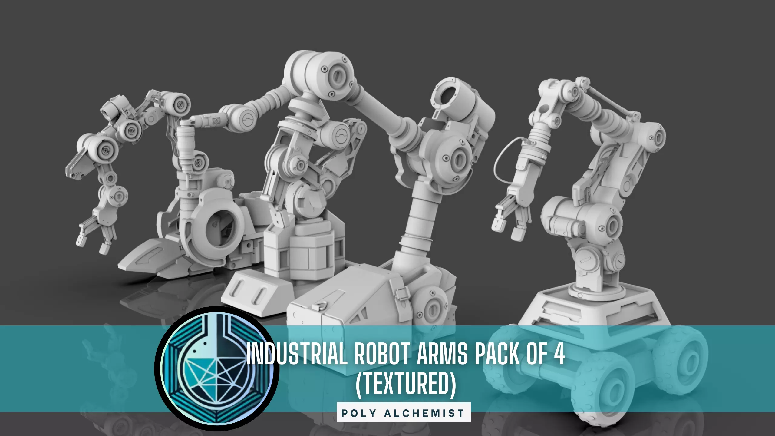 Industrial Robot Arms Pack Of 4  -Untextured  3D model_0