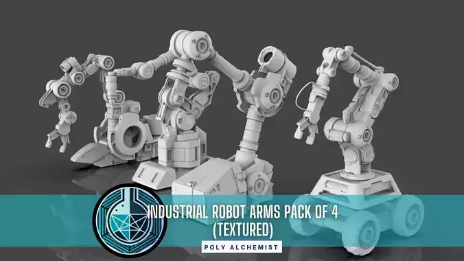 Industrial Robot Arms Pack Of 4  -Untextured  3D model