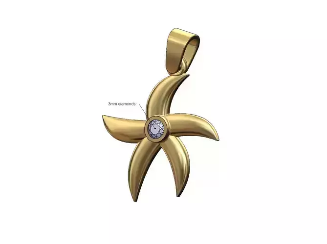 Diamond starfish pendant charm 3D print model