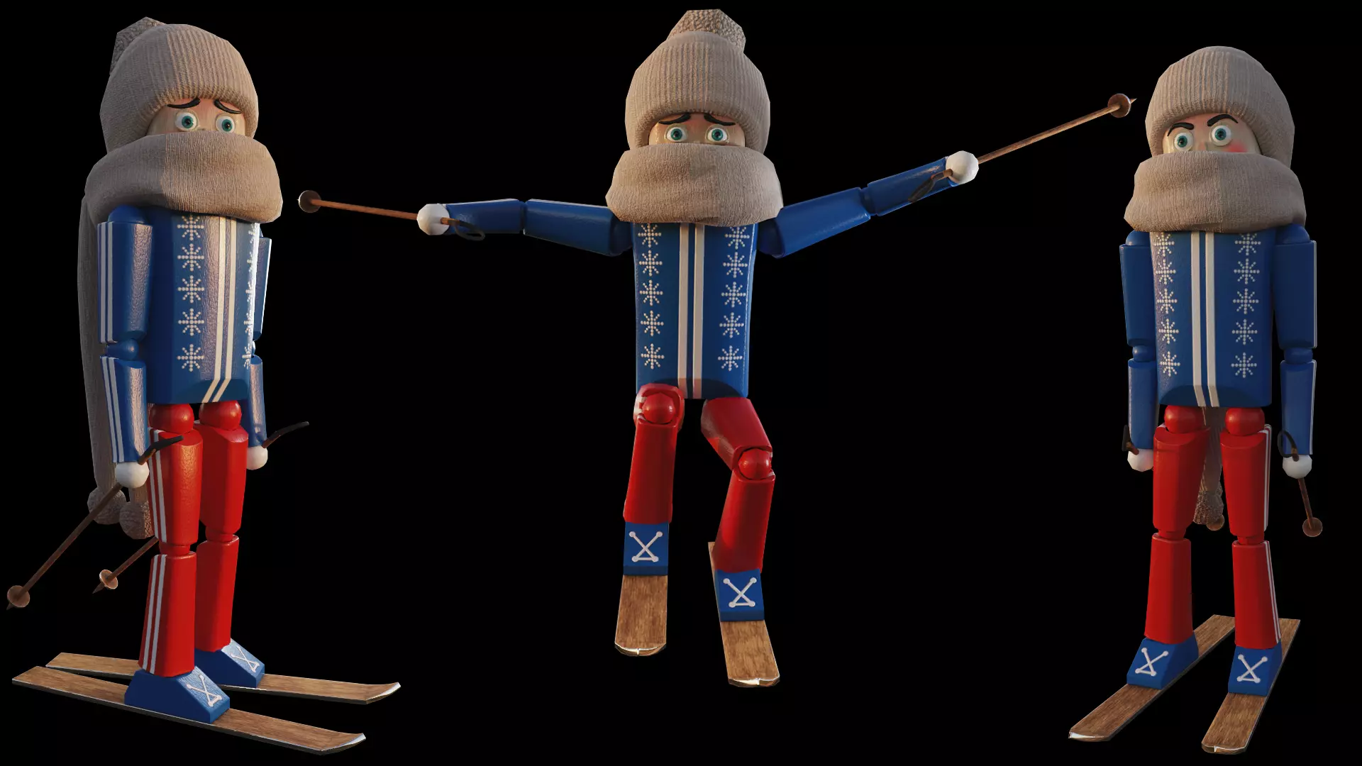 Skier Low-poly 3D model