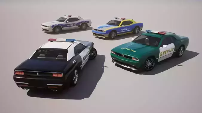 Muscle Car 1 - Game Ready Vehicle Low-poly 3D model 3
