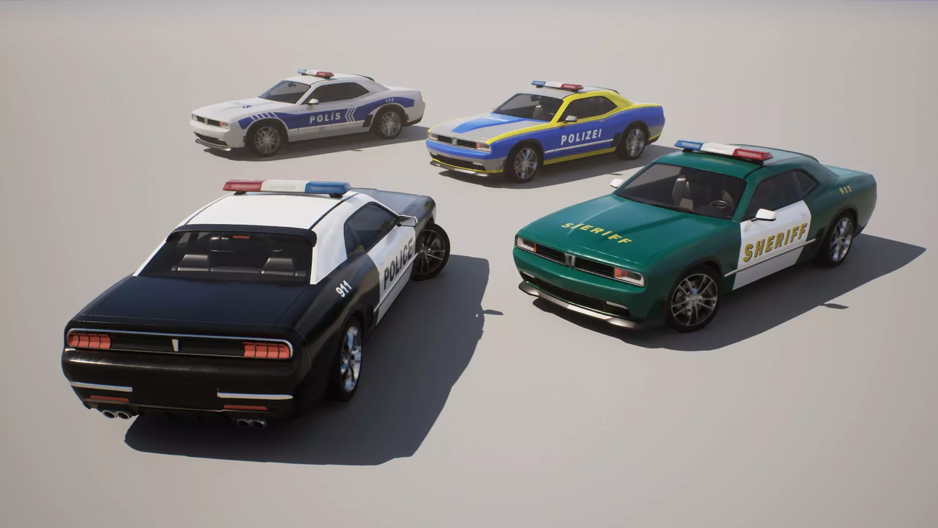 Muscle Car 1 - Game Ready Vehicle Low-poly 3D model_4