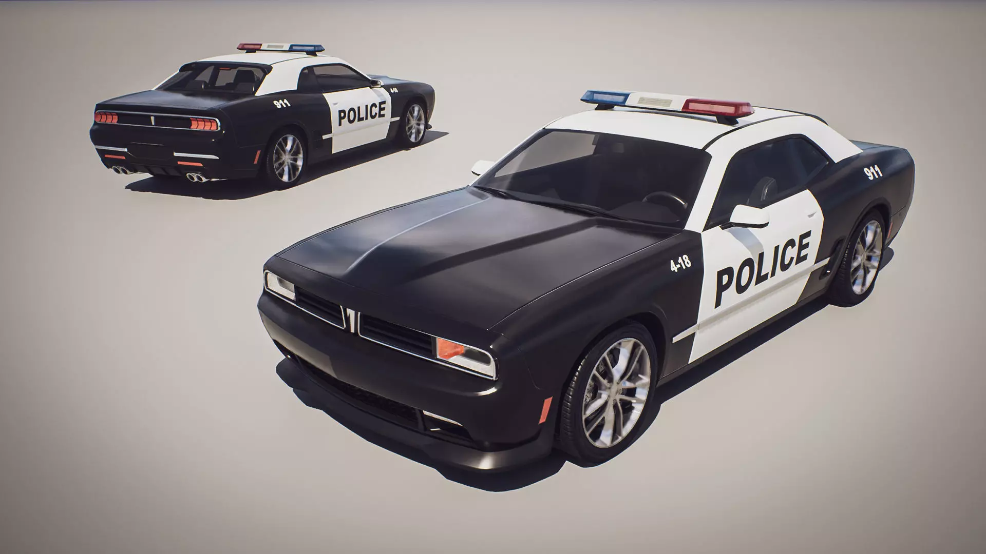 Muscle Car 1 - Game Ready Vehicle Low-poly 3D model_3