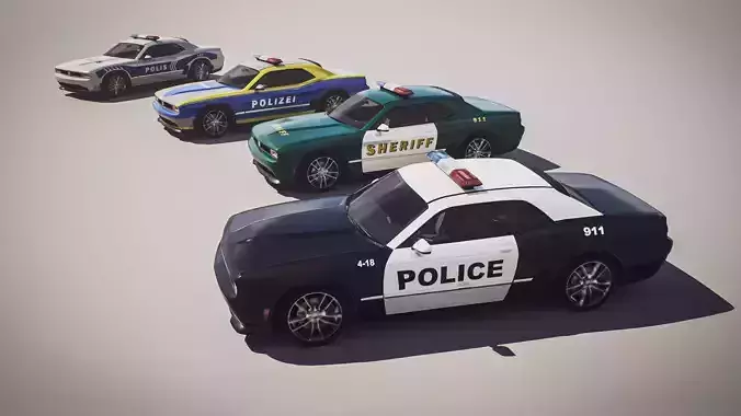 Muscle Car 1 - Game Ready Vehicle Low-poly 3D model 4