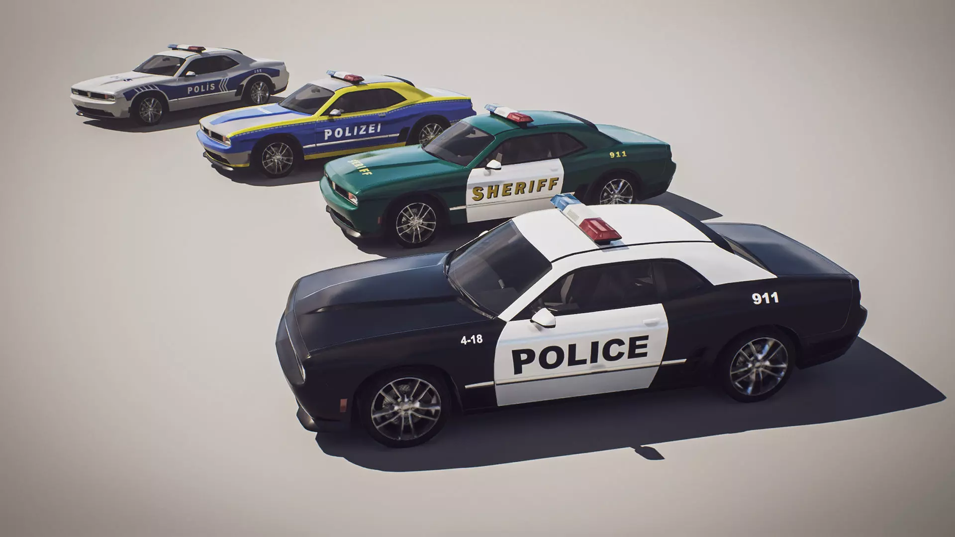 Muscle Car 1 - Game Ready Vehicle Low-poly 3D model_5