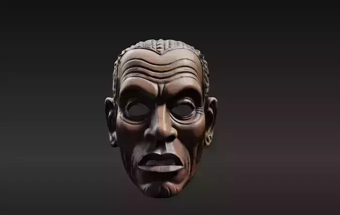 Carved Tribal Mask 9 - 3D Model