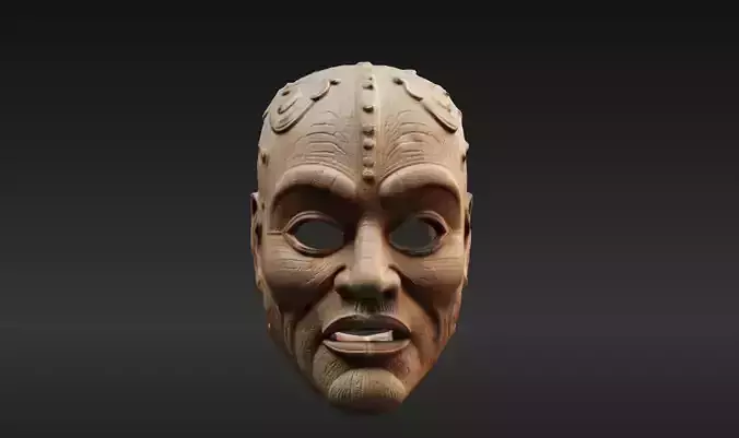 Carved Tribal Mask 10 - 3D Model