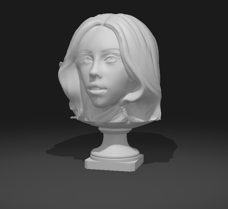 Billie Eilish Singer Bust Portrait Sculpture 3D print model_2