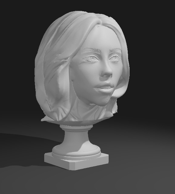 Billie Eilish Singer Bust Portrait Sculpture 3D print model_1