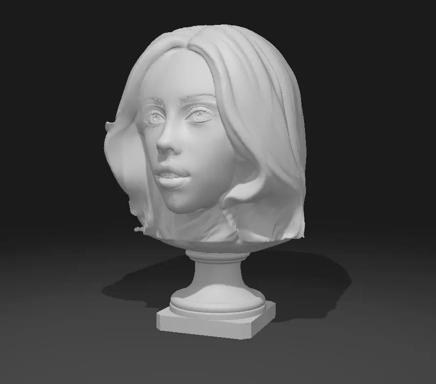 Billie Eilish Singer Bust Portrait Sculpture 3D print model_0