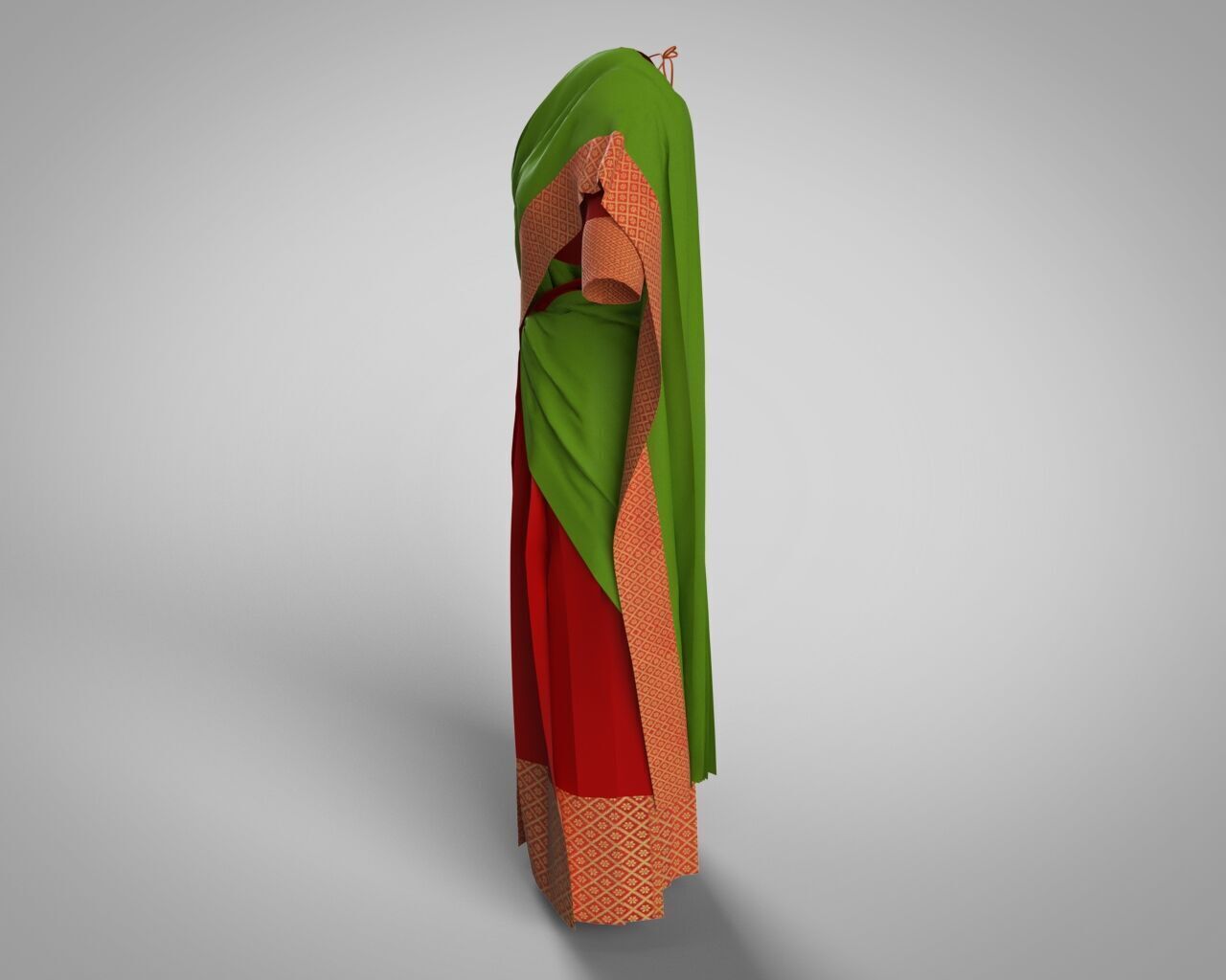 Stylish Designer Indian Women Dress Lehnga Half-Sari CLO 3D model_12