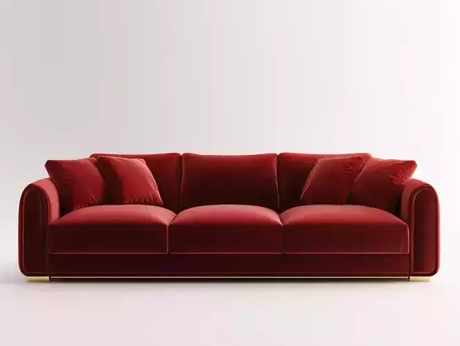 A luxury contemporary sofa with premium velvet fabric