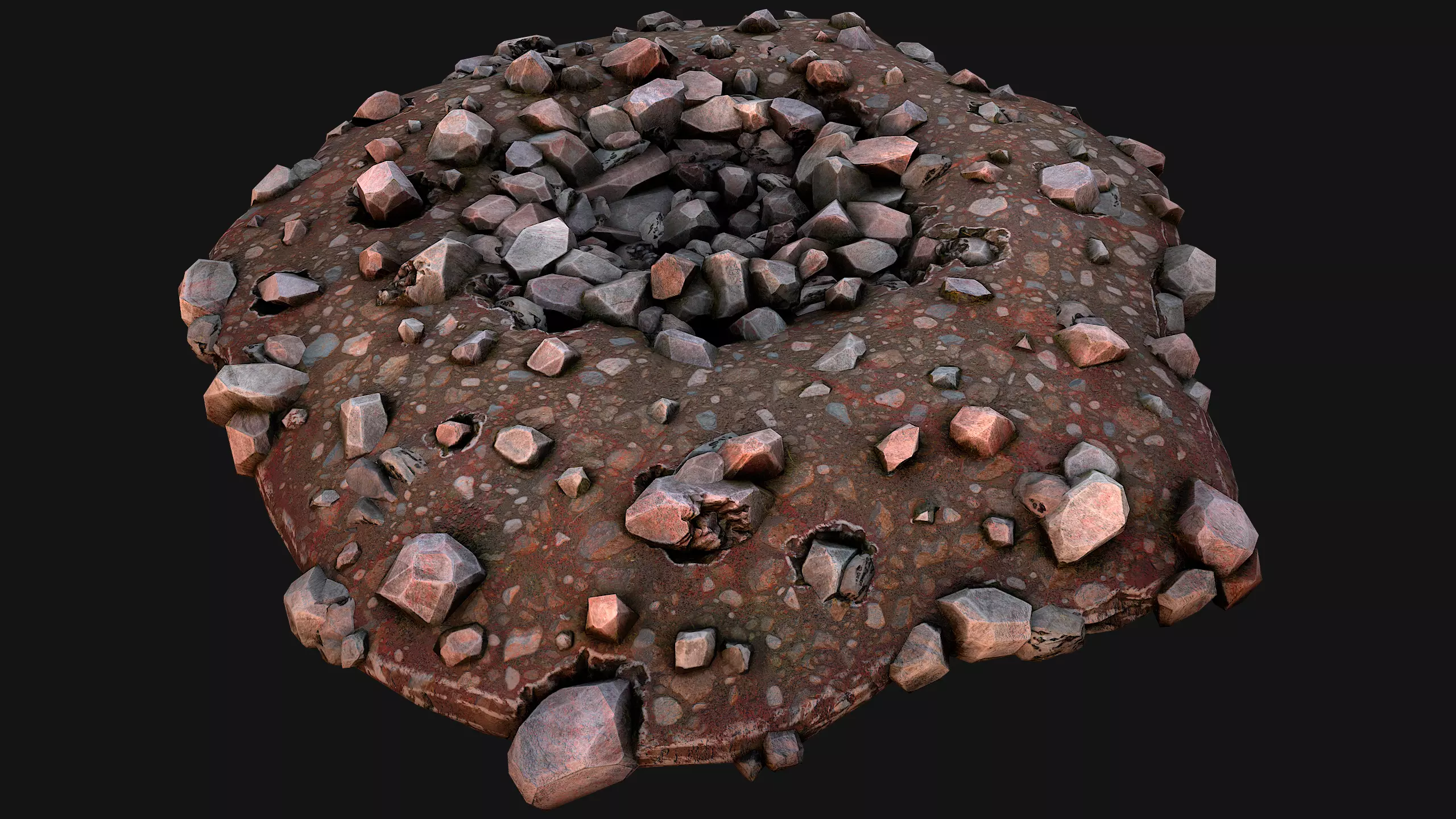 Coal Ore Deposits Mine Environment Low-poly 3D model_0