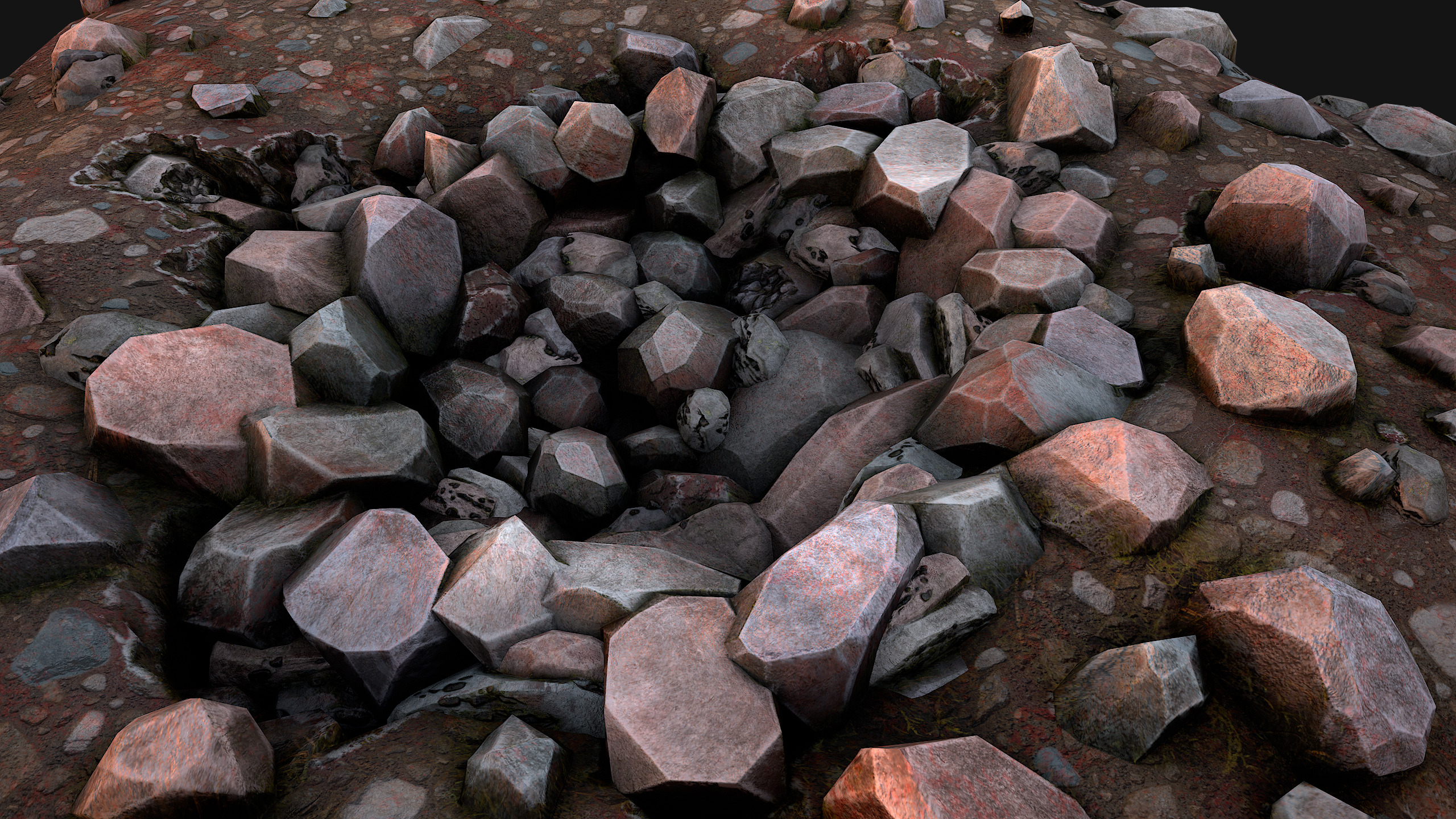 Coal Ore Deposits Mine Environment Low-poly 3D model_22