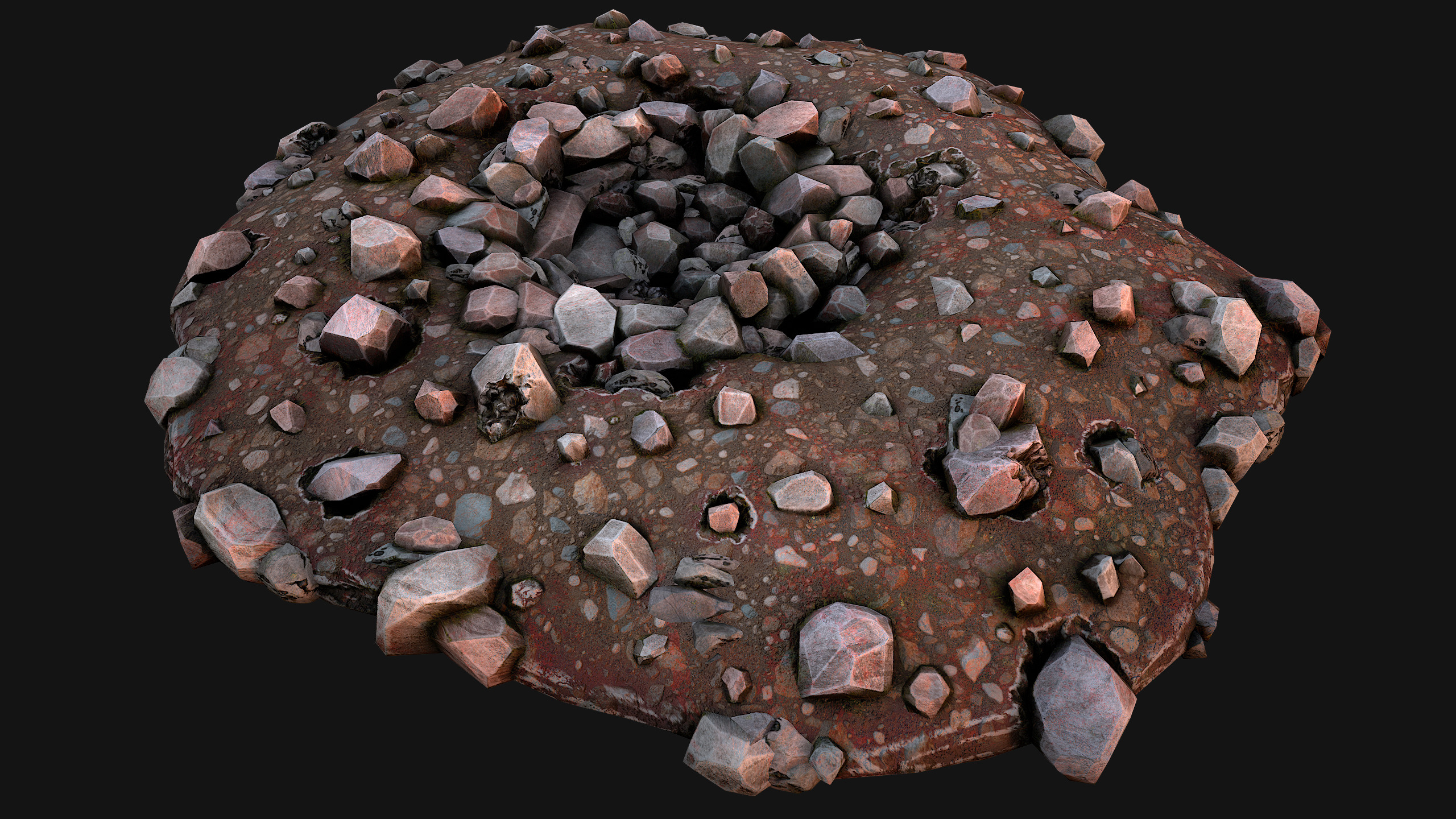 Coal Ore Deposits Mine Environment Low-poly 3D model_5