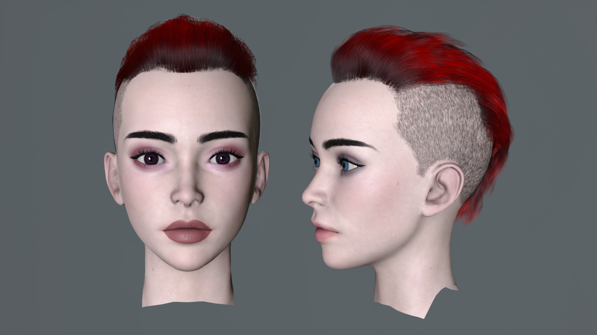 Female Head Pack 01 Low-poly 3D model_8