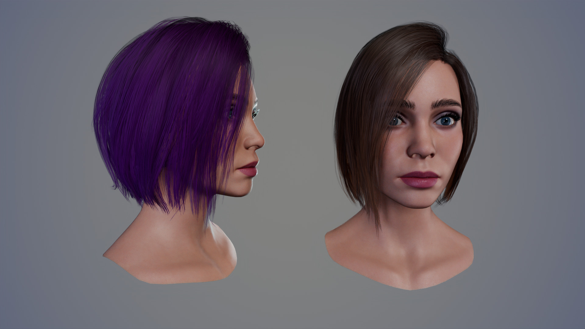 Female Head Pack 01 Low-poly 3D model_9
