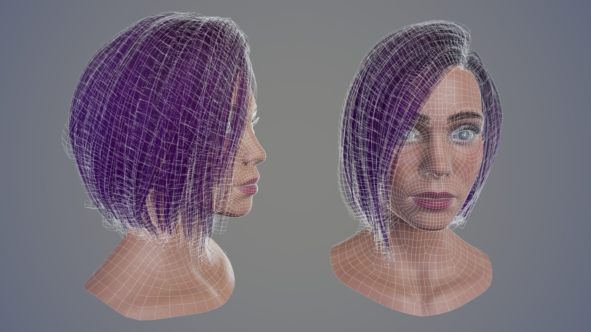 Female Head Pack 01 Low-poly 3D model_19