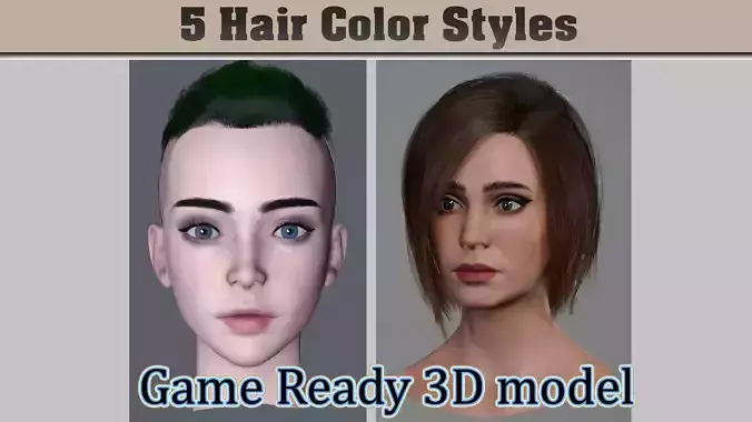 Female Head Pack 01 Low-poly 3D model