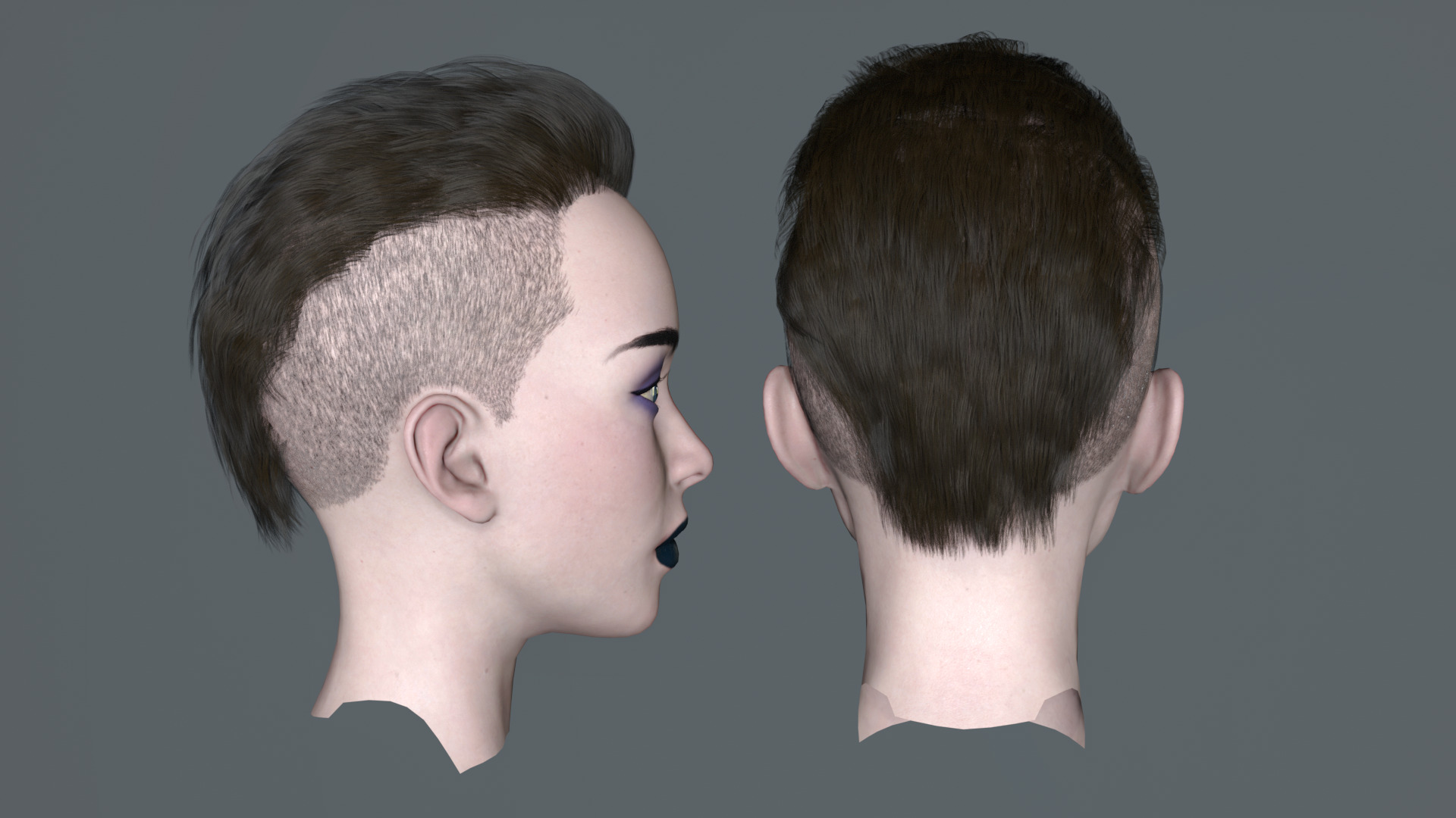Female Head Pack 01 Low-poly 3D model_13