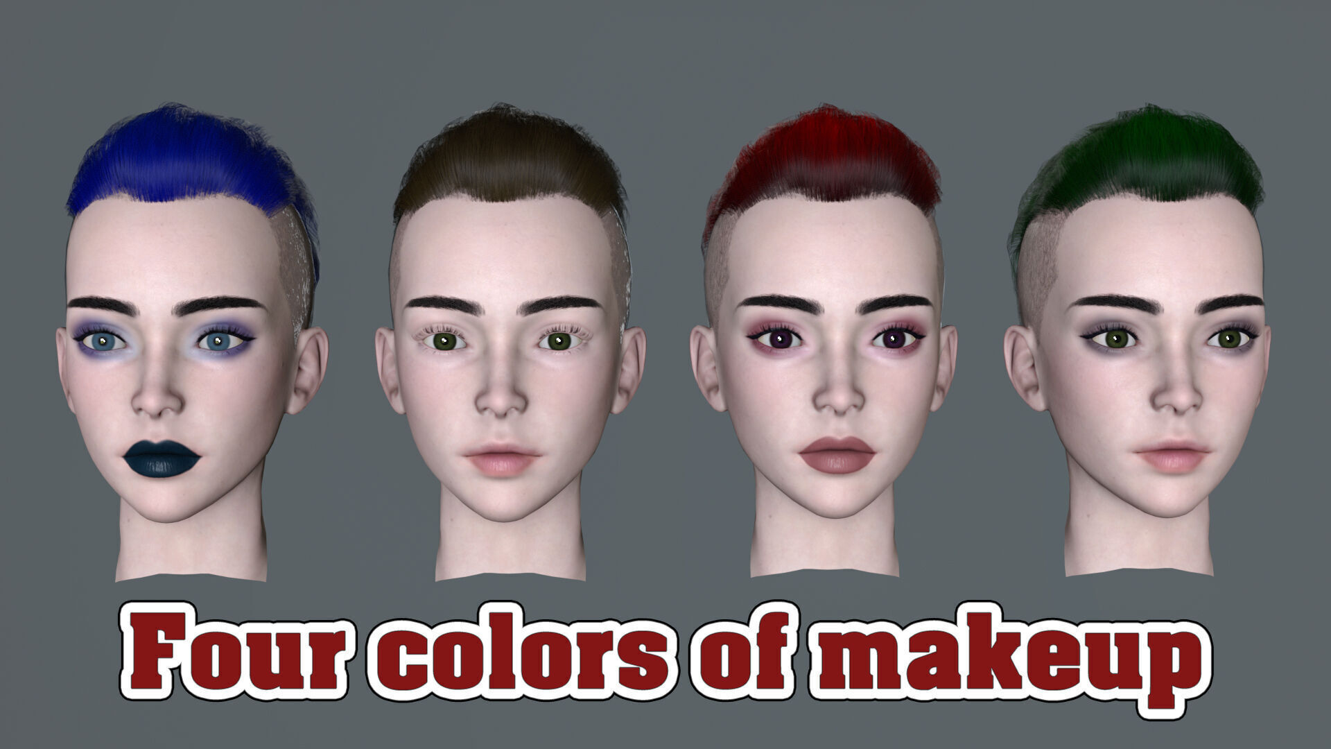 Female Head Pack 01 Low-poly 3D model_5