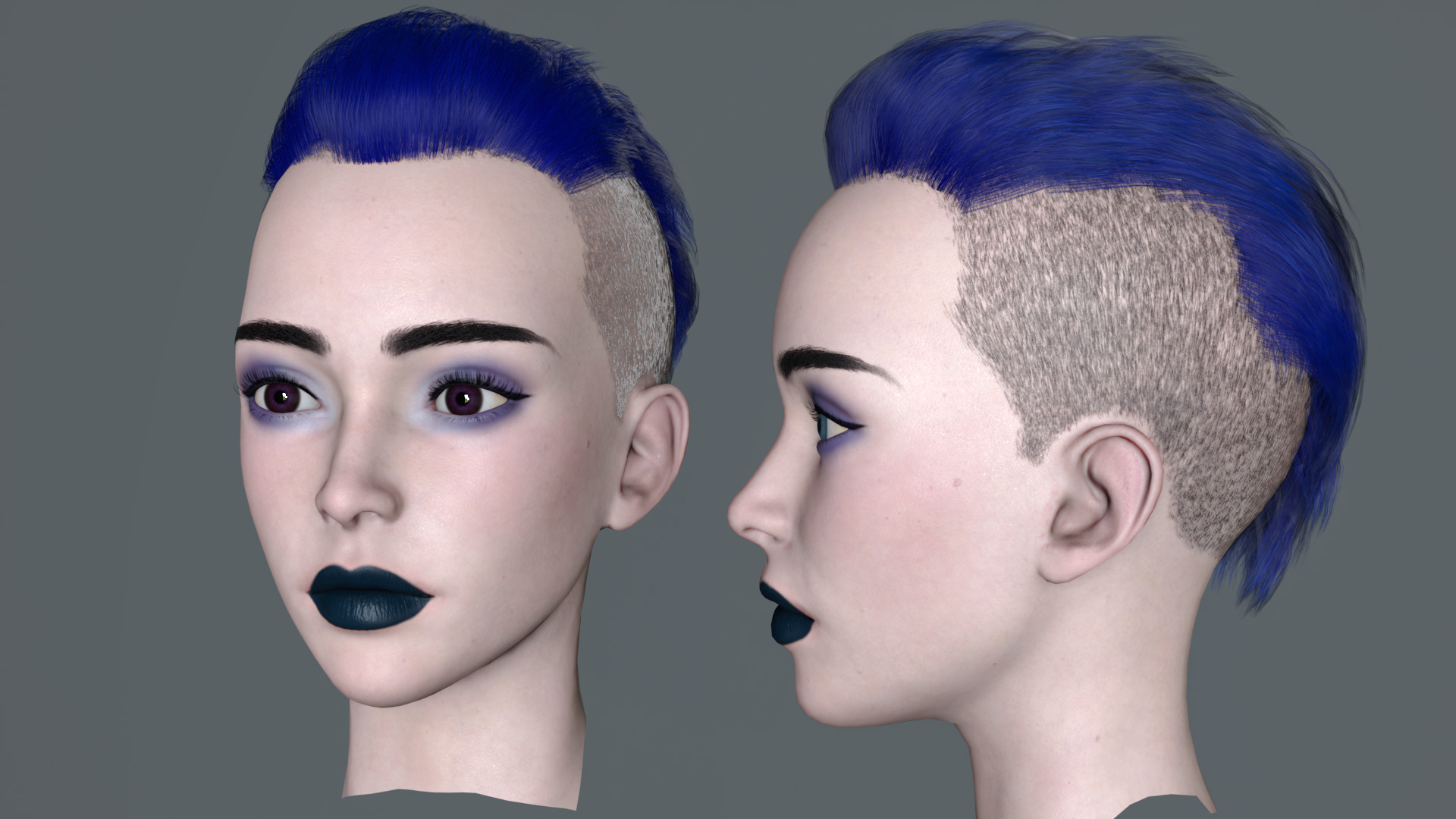 Female Head Pack 01 Low-poly 3D model_12