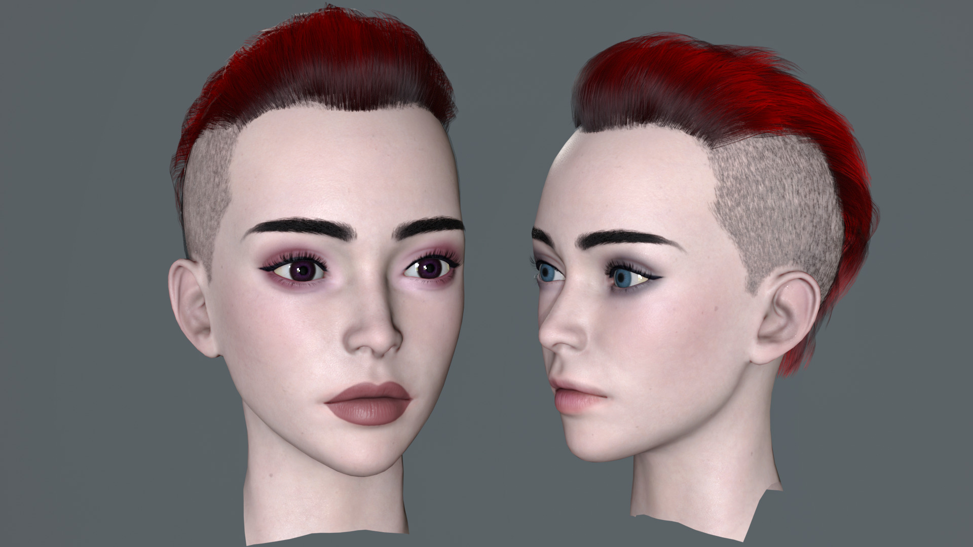 Female Head Pack 01 Low-poly 3D model_7