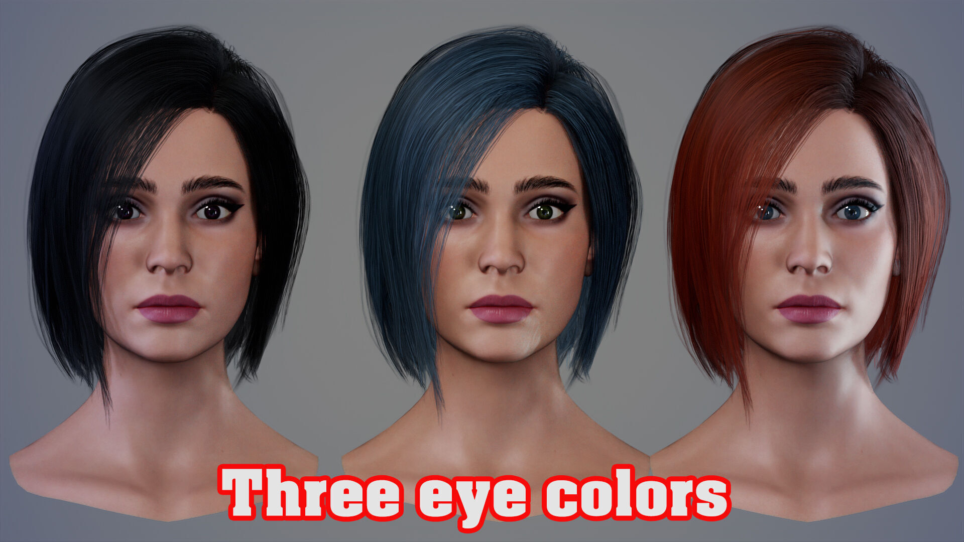 Female Head Pack 01 Low-poly 3D model_1