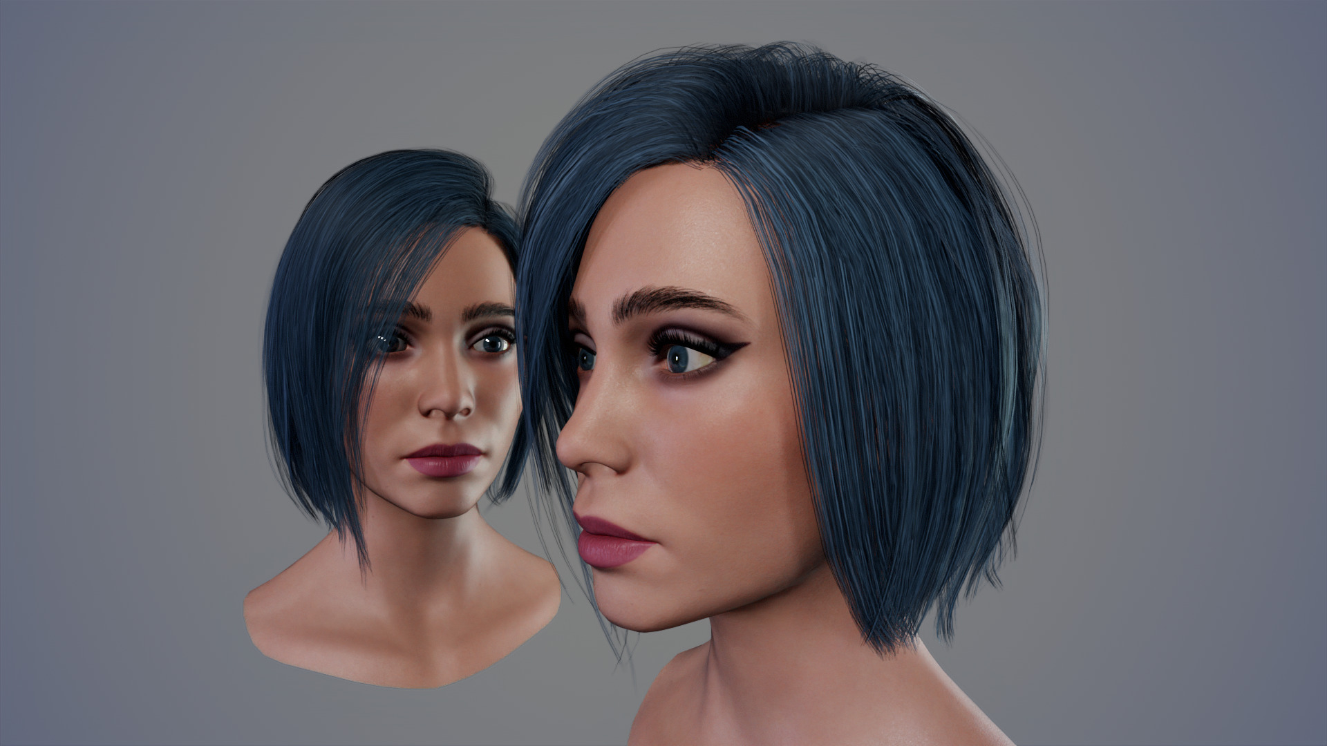 Female Head Pack 01 Low-poly 3D model_2