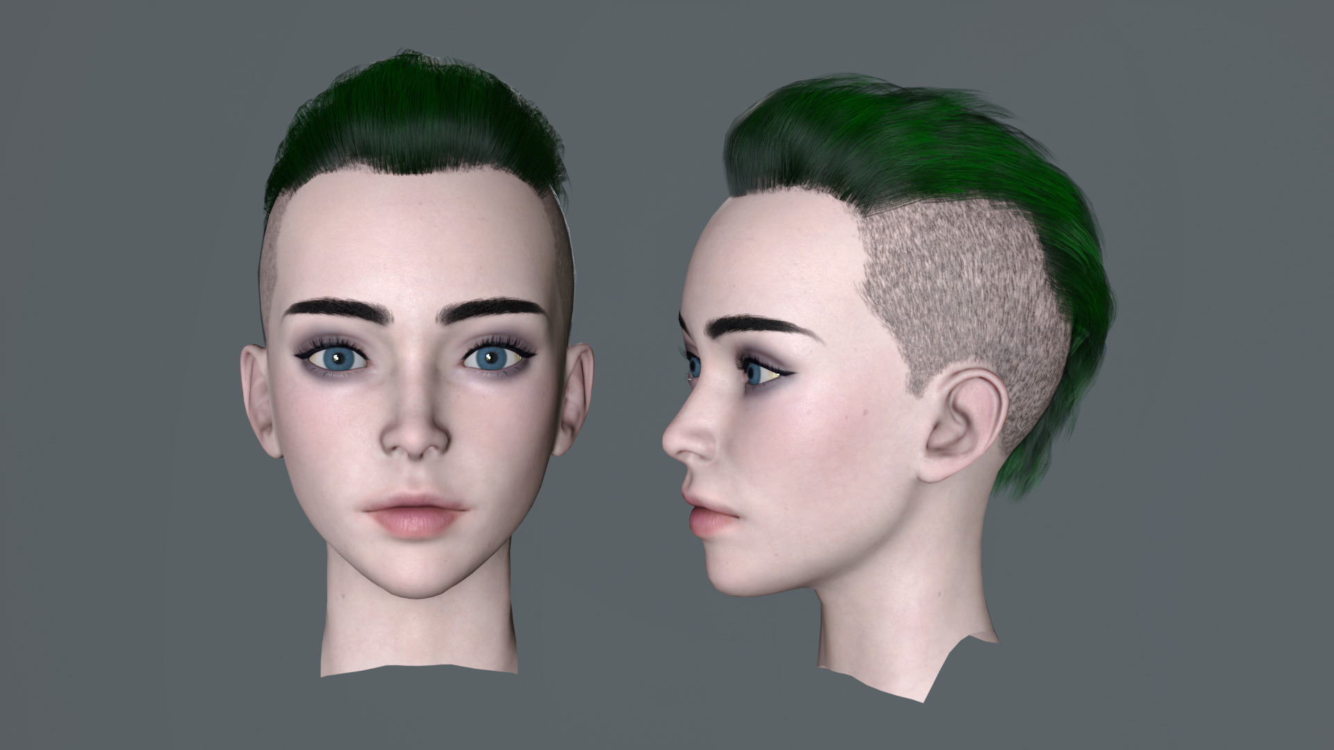 Female Head Pack 01 Low-poly 3D model_4