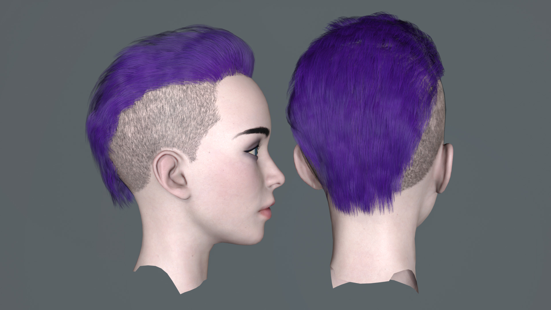 Female Head Pack 01 Low-poly 3D model_6