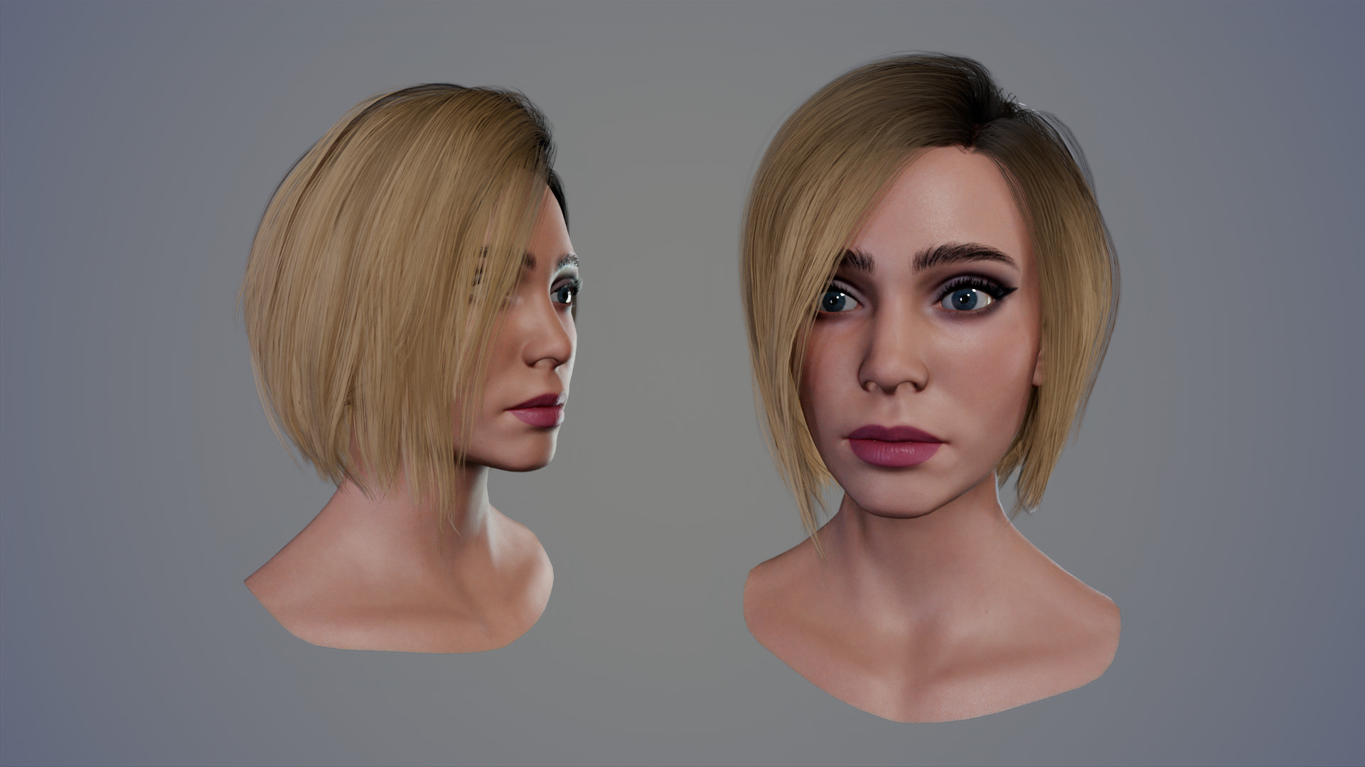 Female Head Pack 01 Low-poly 3D model_17