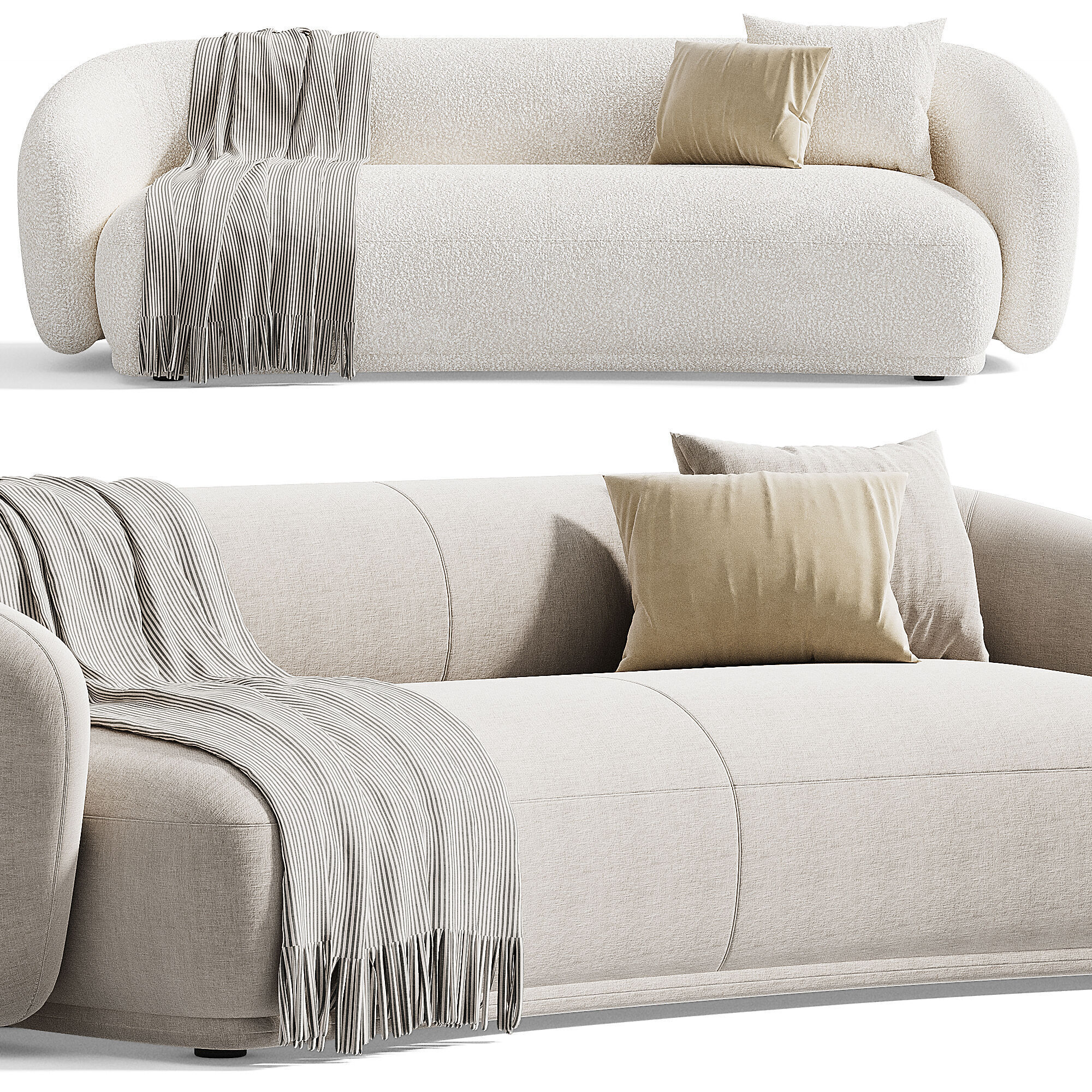 Meridiani RENE Curved fabric sofa 3D model_2