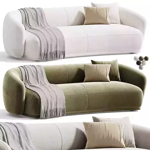 Meridiani RENE Curved fabric sofa 3D model