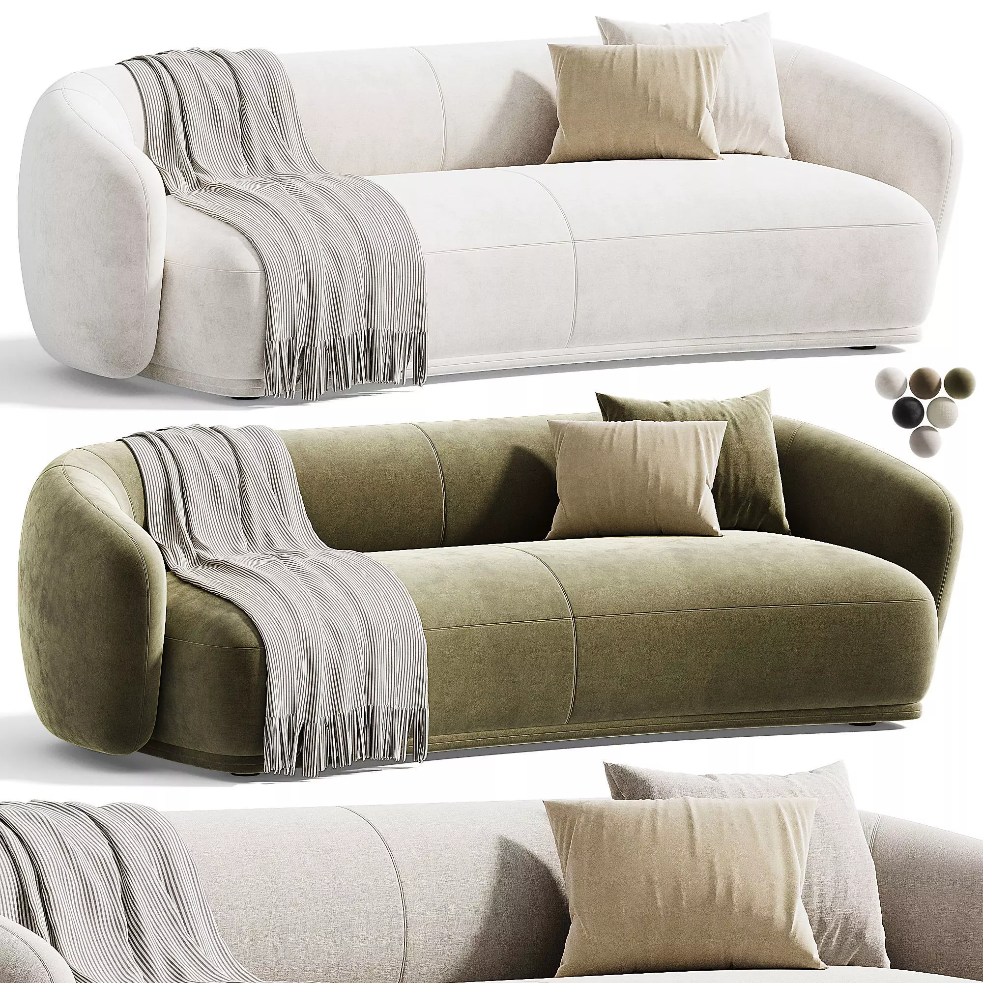 Meridiani RENE Curved fabric sofa 3D model_0