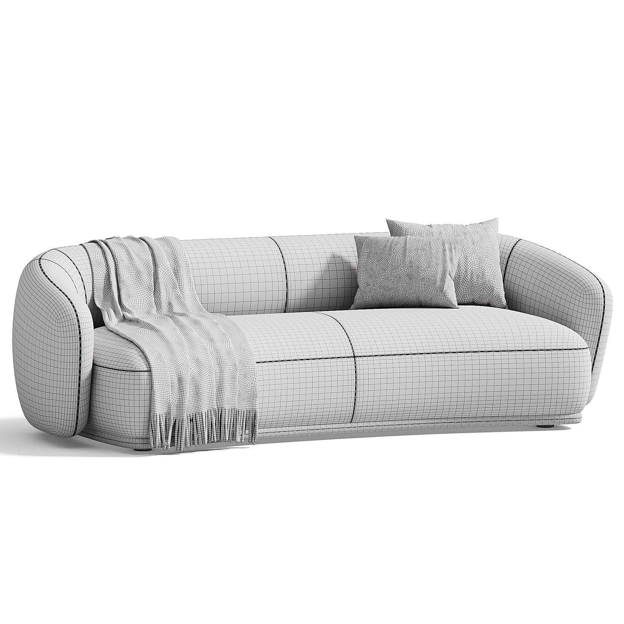 Meridiani RENE Curved fabric sofa 3D model_4
