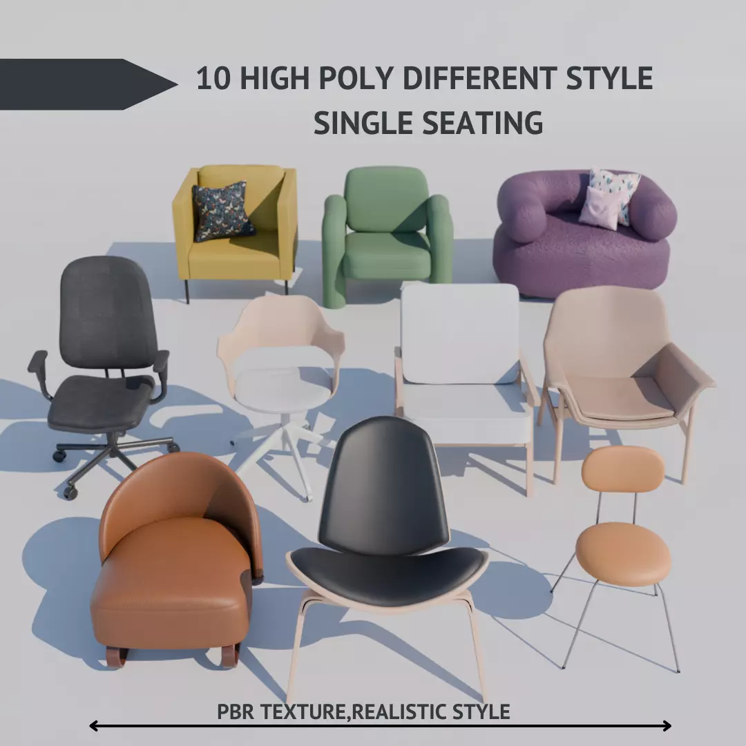 Archviz Single Seat Collection 3D model