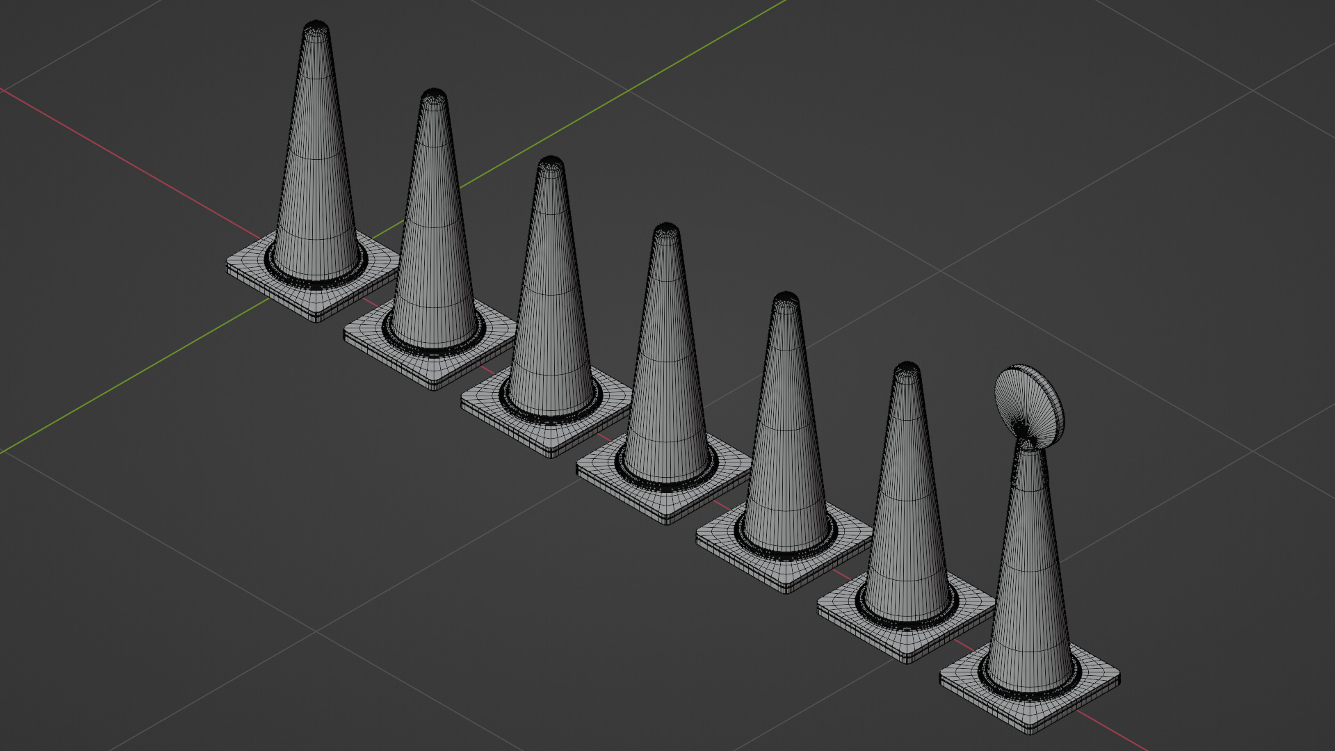 Japanese Traffic Cone Collection Low-poly 3D model_16