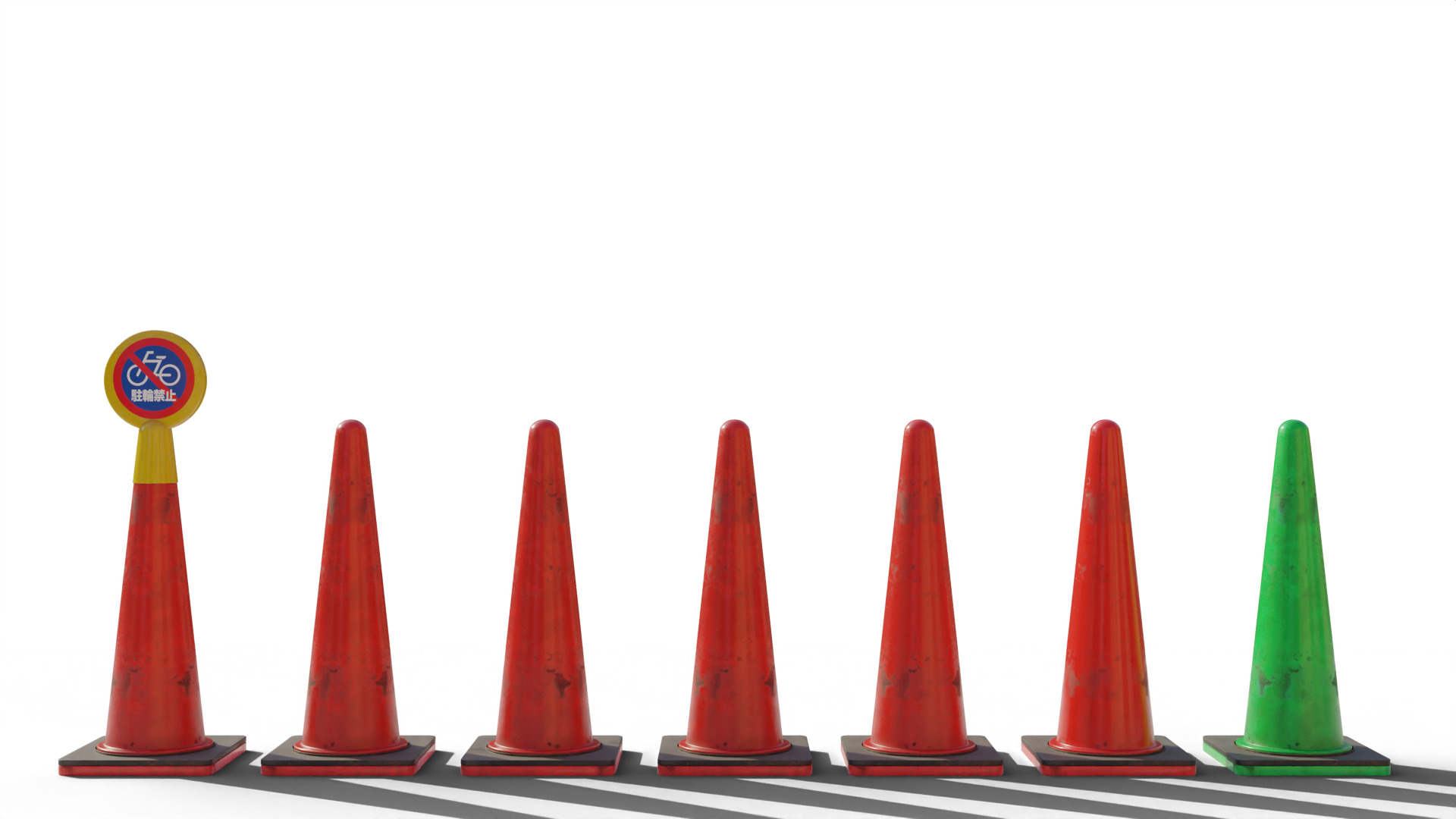 Japanese Traffic Cone Collection Low-poly 3D model_13