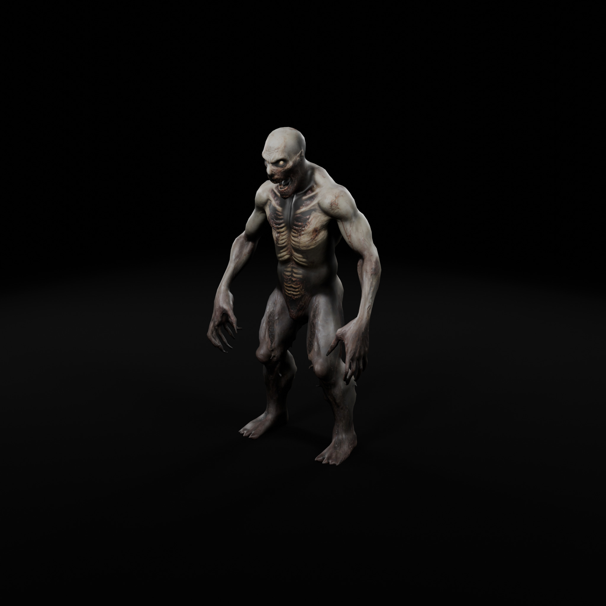 Hungry Zombie Game-Ready Rigged Animated Low-poly 3D model_1