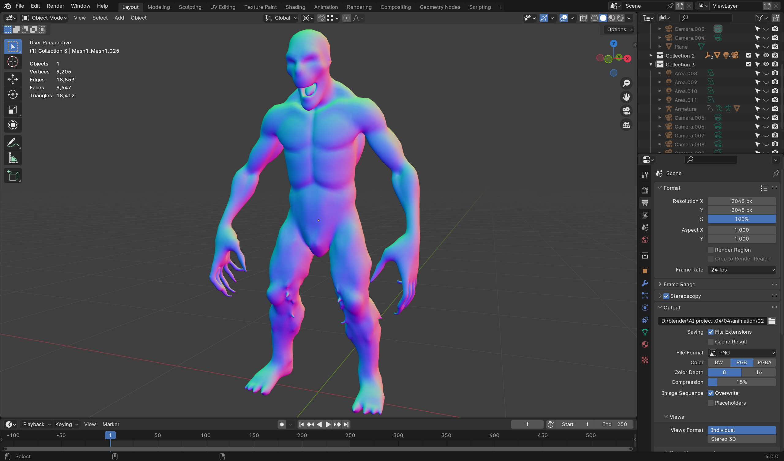 Hungry Zombie Game-Ready Rigged Animated Low-poly 3D model_8