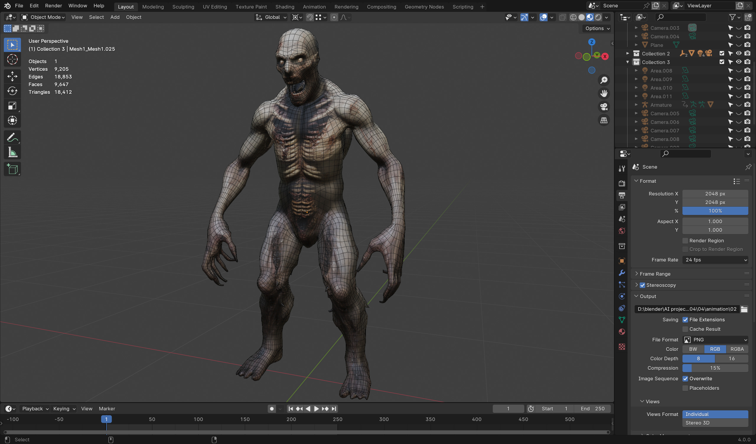 Hungry Zombie Game-Ready Rigged Animated Low-poly 3D model_5