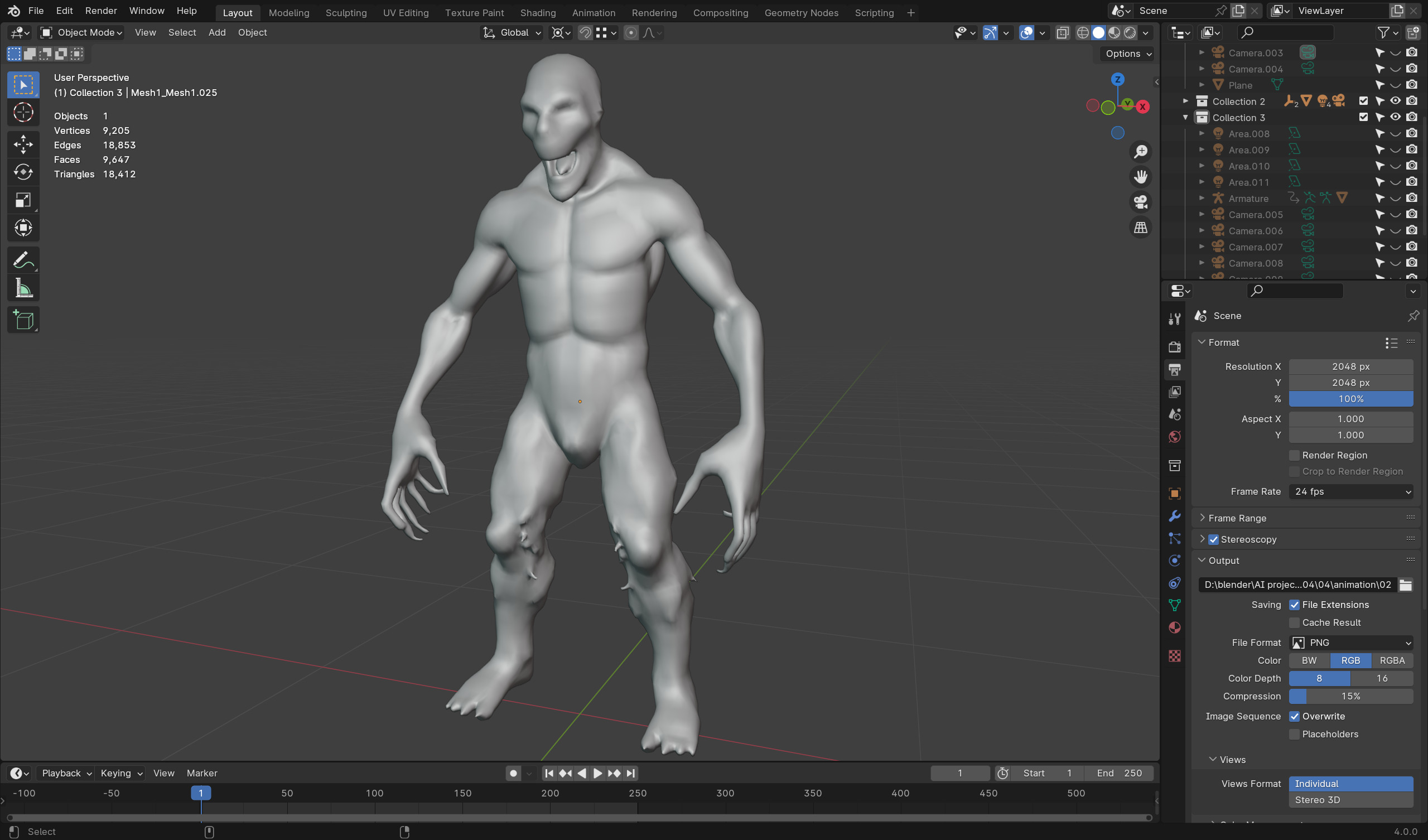 Hungry Zombie Game-Ready Rigged Animated Low-poly 3D model_6