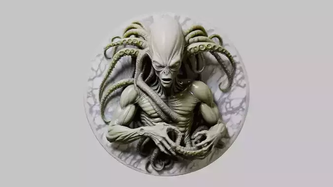 Alien Sculpture Feature Fbx 3D Model
