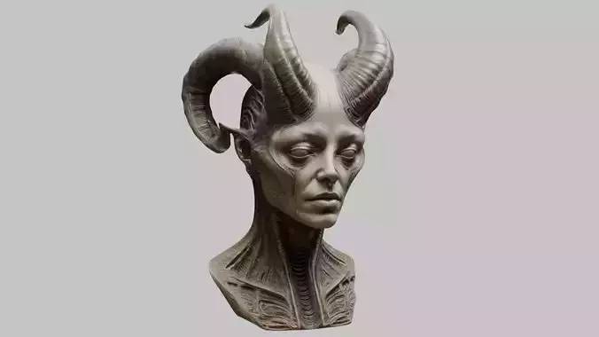 Sci-fi Alien Woman Head Bust Device 3D Model Low-poly 3D model