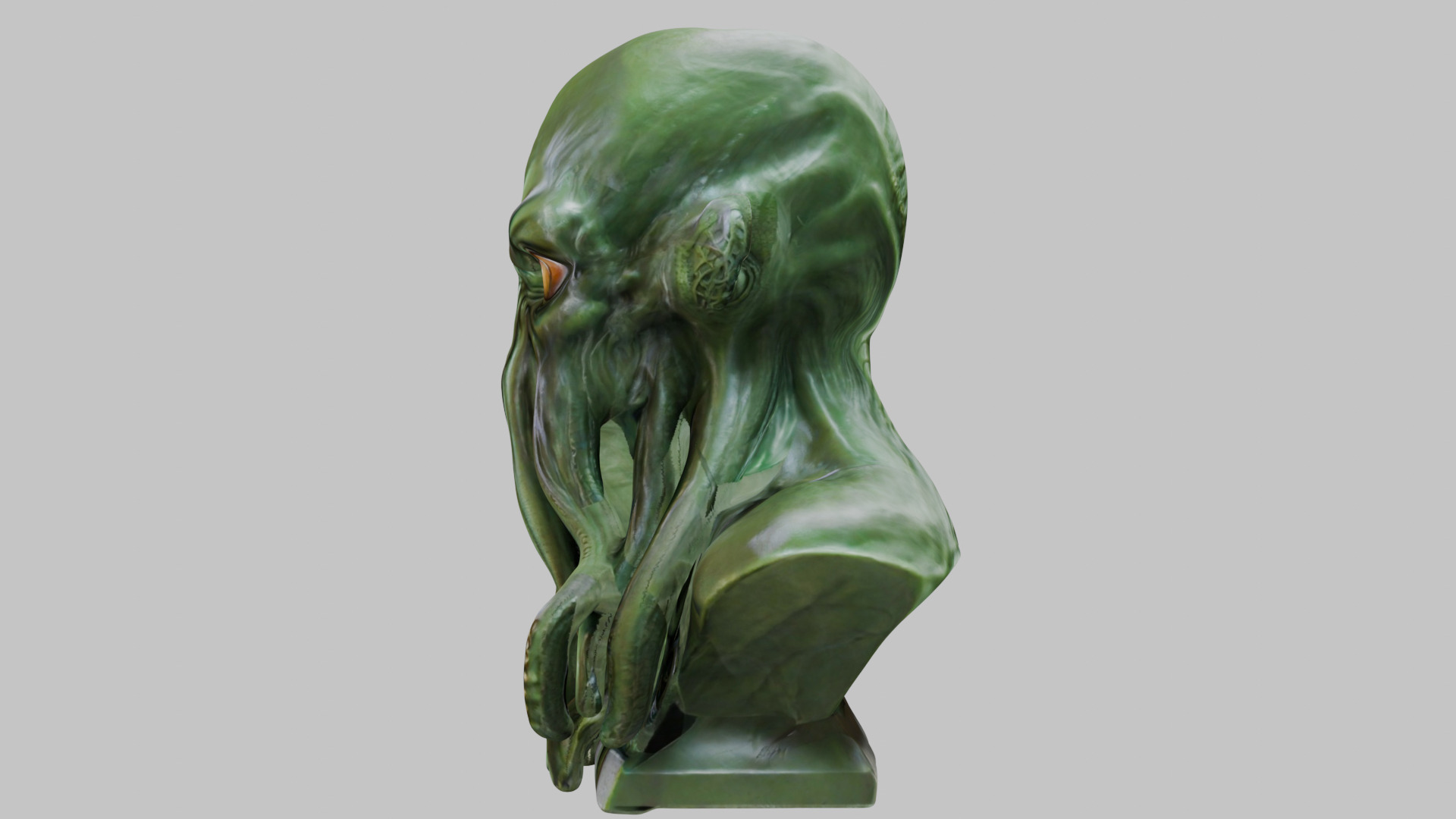 Detailed Cthulhu Bust - Sharp 3D Model Low-poly 3D model_4
