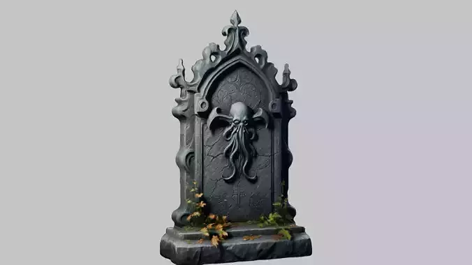 Realistic Gothic Gravestone with Intricate Details