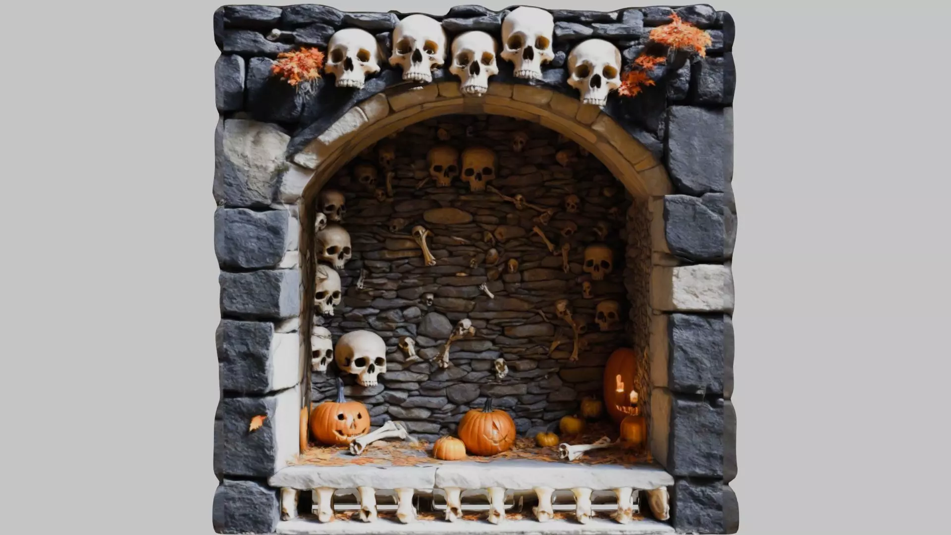 Stone Alcove Skull Low-poly 3D model