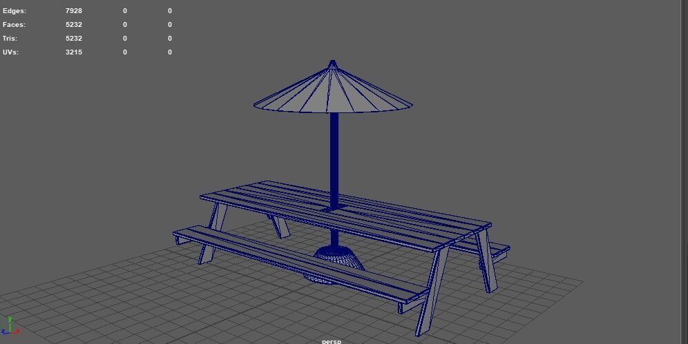 Picnic Table 3D model_11